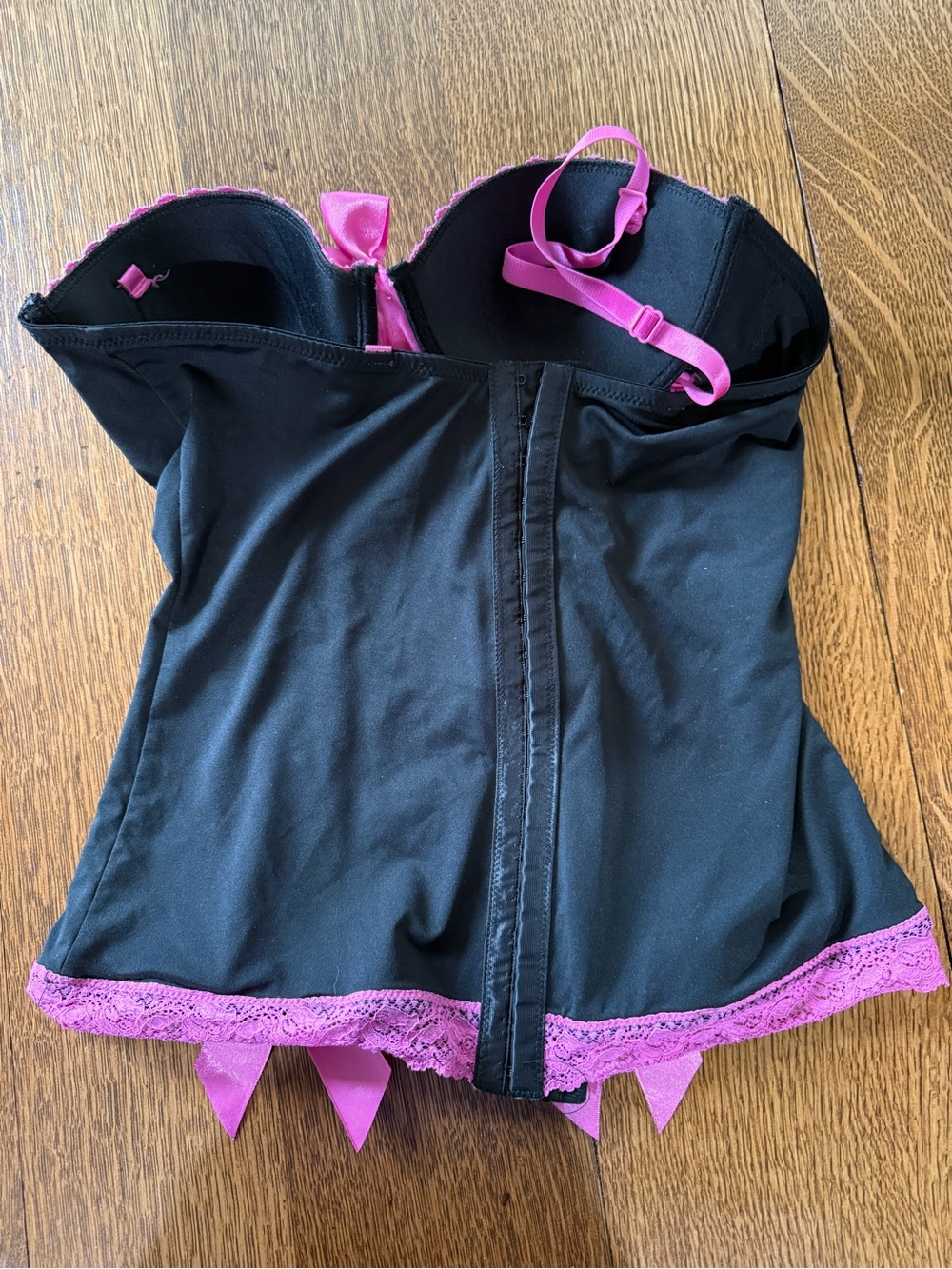 Black & Fuchsia Lace Bustier Corset Top - Women Intimates - Picture 4 of 6